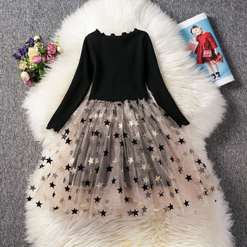 Βρεφικά φόρεμα με μακριά μανίκια παγιέτες Star Party Princess Dress Παιδικά casual χειμωνιάτικα καθημερινά ρούχα Vestido Infantil