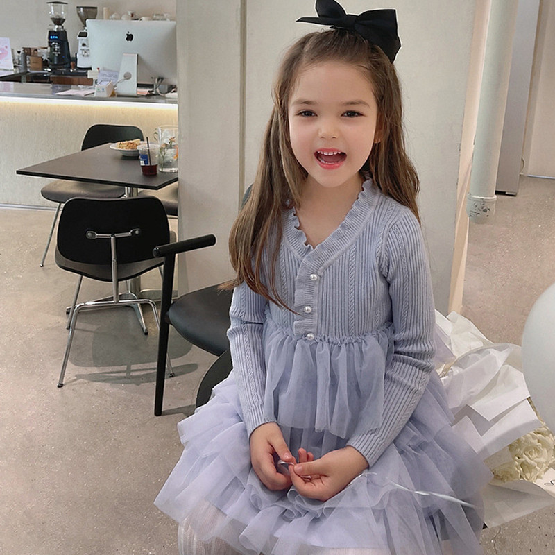 Lányok téli ruha hosszú ujjú vastag kötött pulóver A vonalú réteges ruha 3-8T gyermekruházat lila lányok újévi ruha