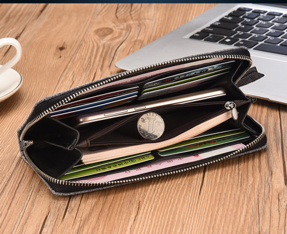 Férfi pénztárca cipzárral és fogantyúval