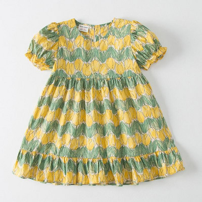 Nyári ruhák Bájos ruha Lányruha Pamut alkalmi nyomtatott gyerekruha 2022 Új aranyos babaruha nagykereskedés 2-7 éves korig