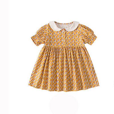 Nyári ruhák Bájos ruha Lányruha Pamut alkalmi nyomtatott gyerekruha 2022 Új aranyos babaruha nagykereskedés 2-7 éves korig