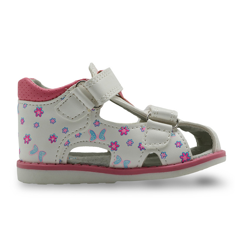 Vasariniai vaikiški sandalai mergaitėms PU odiniai gėlių princesės ortopediniai batai su uždaru pirštu mažiems vaikams, mergaitėms