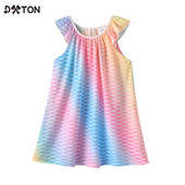 DXTON 2022 laste suvekleidid varrukateta printsess tüdrukute kleit, peokostüüm, väikelapse vikerkaar, vabaaja laste kleit,