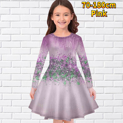 2022-es téli vintage térdig érő szoknya Kislány környakú, splice nyomtatással Szép hercegnői ruha, mindennapi hosszú ujjú szoknya