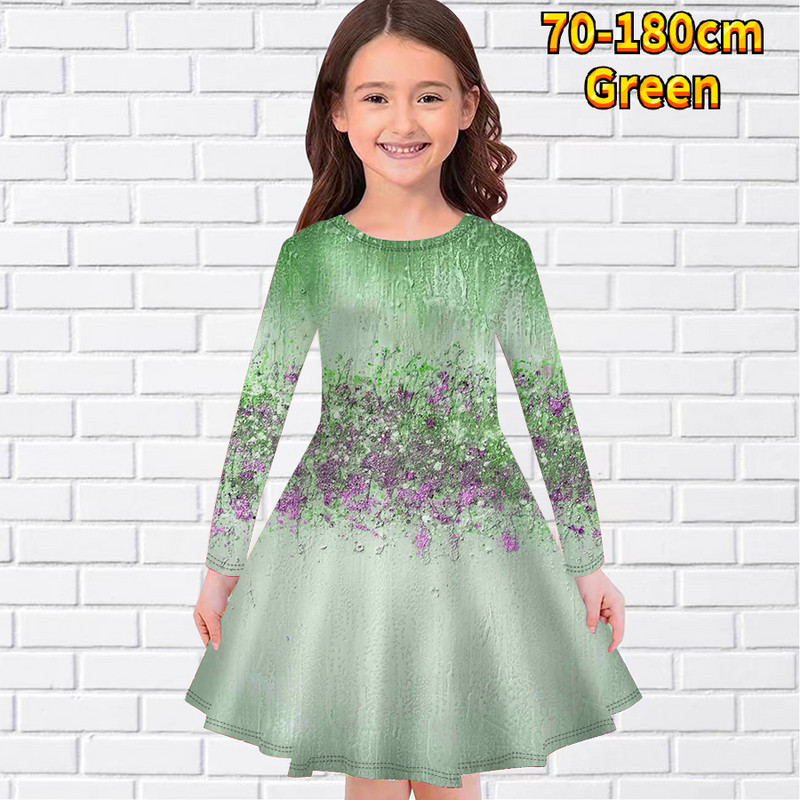 2022-es téli vintage térdig érő szoknya Kislány környakú, splice nyomtatással Szép hercegnői ruha, mindennapi hosszú ujjú szoknya