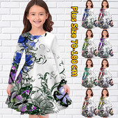 2022-es új őszi kerek nyakú ruha Téli mindennapi utcai vintage hosszú ujjú szoknya Kislány pillangós mintás térdig érő szoknya