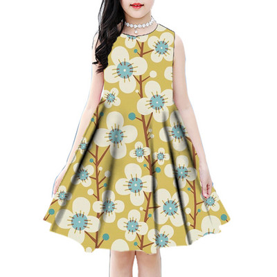 2022. aasta uus 3D-print Suvelilled Elegantne vabaaja printsessi peokleit Sügismoodne vabaajakleit 2–18-aastastele