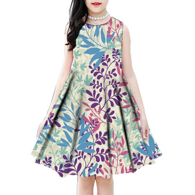 2022. aasta uus 3D-print Suvelilled Elegantne vabaaja printsessi peokleit Sügismoodne vabaajakleit 2–18-aastastele