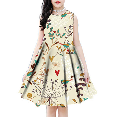 2022. aasta uus 3D-print Suvelilled Elegantne vabaaja printsessi peokleit Sügismoodne vabaajakleit 2–18-aastastele