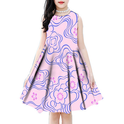 2022. aasta uus 3D-print Suvelilled Elegantne vabaaja printsessi peokleit Sügismoodne vabaajakleit 2–18-aastastele