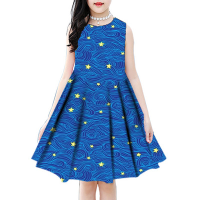 2022. aasta uus 3D-print Suvelilled Elegantne vabaaja printsessi peokleit Sügismoodne vabaajakleit 2–18-aastastele