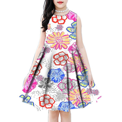 2022. aasta uus 3D-print Suvelilled Elegantne vabaaja printsessi peokleit Sügismoodne vabaajakleit 2–18-aastastele