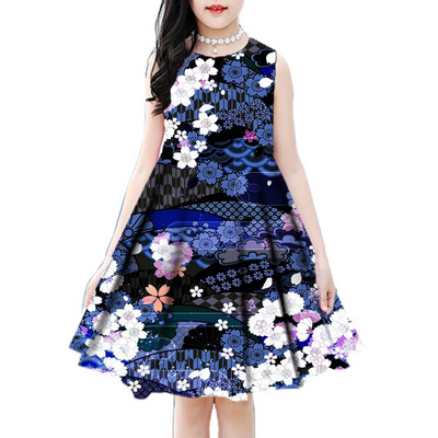 2022. aasta uus 3D-print Suvelilled Elegantne vabaaja printsessi peokleit Sügismoodne vabaajakleit 2–18-aastastele