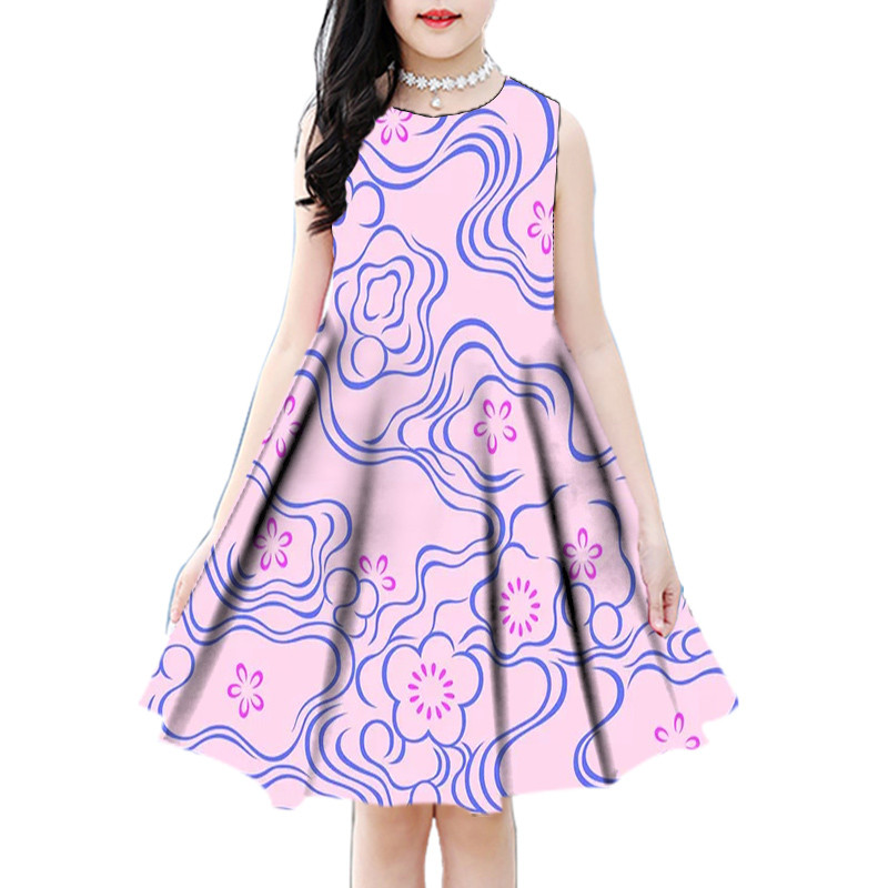 2022. aasta uus 3D-print Suvelilled Elegantne vabaaja printsessi peokleit Sügismoodne vabaajakleit 2–18-aastastele