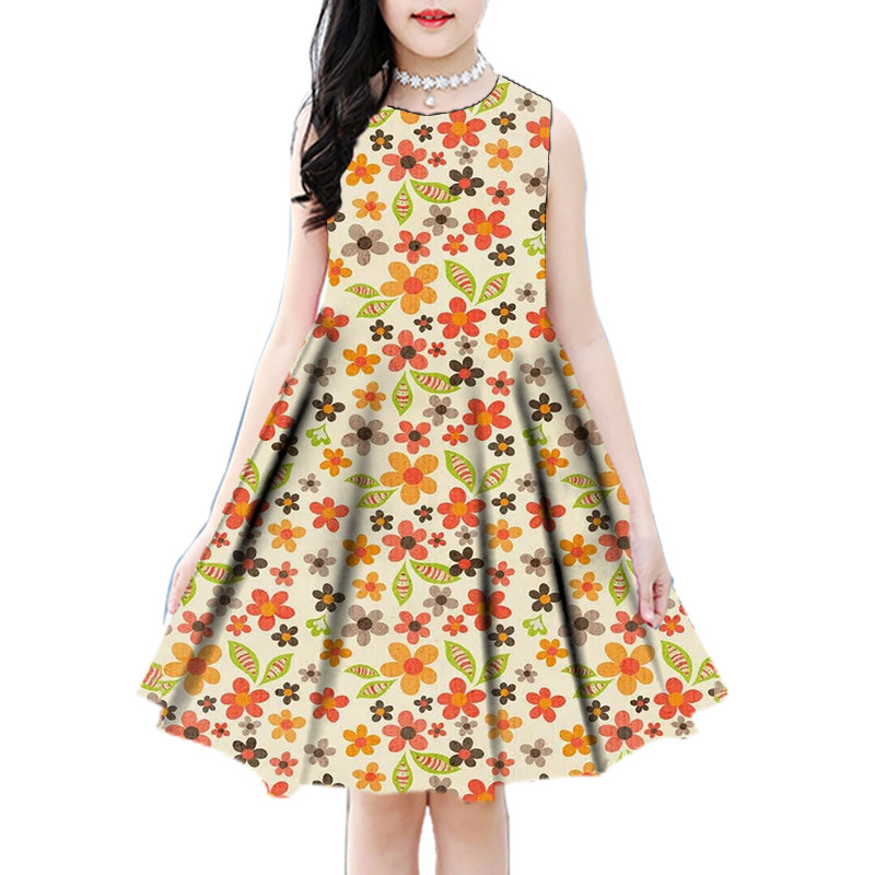 2022. aasta uus 3D-print Suvelilled Elegantne vabaaja printsessi peokleit Sügismoodne vabaajakleit 2–18-aastastele