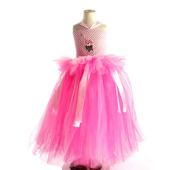 Φόρεμα Princess Flamingo Tutu Adroble ροζ φανταχτερό φόρεμα για κορίτσια με κορδέλα και φτερό για φόρεμα χορού γενεθλίων