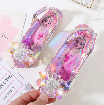 Обувки за парти за момичета Сандали на принцеса Кожени блестящи кристали Възел Детски обувки Сандали на Елза Детски коледен подарък