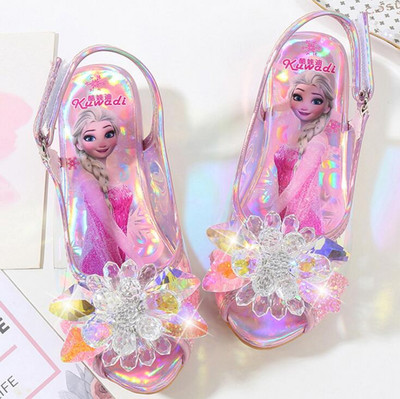 Lányos bulicipők Princess szandálok bőr csillogó kristályok strasszok csomók gyerekcipők Elsa szandál gyerekek karácsonyi ajándék