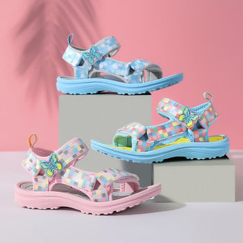 Σανδάλια για κορίτσια NSOH μόδας Καρό σανδάλια για κορίτσια Πριγκίπισσα Άνετα αντιολισθητικά παιδικά ίσια παπούτσια Καλοκαιρινή παραλία καθημερινά παιδικά παπούτσια