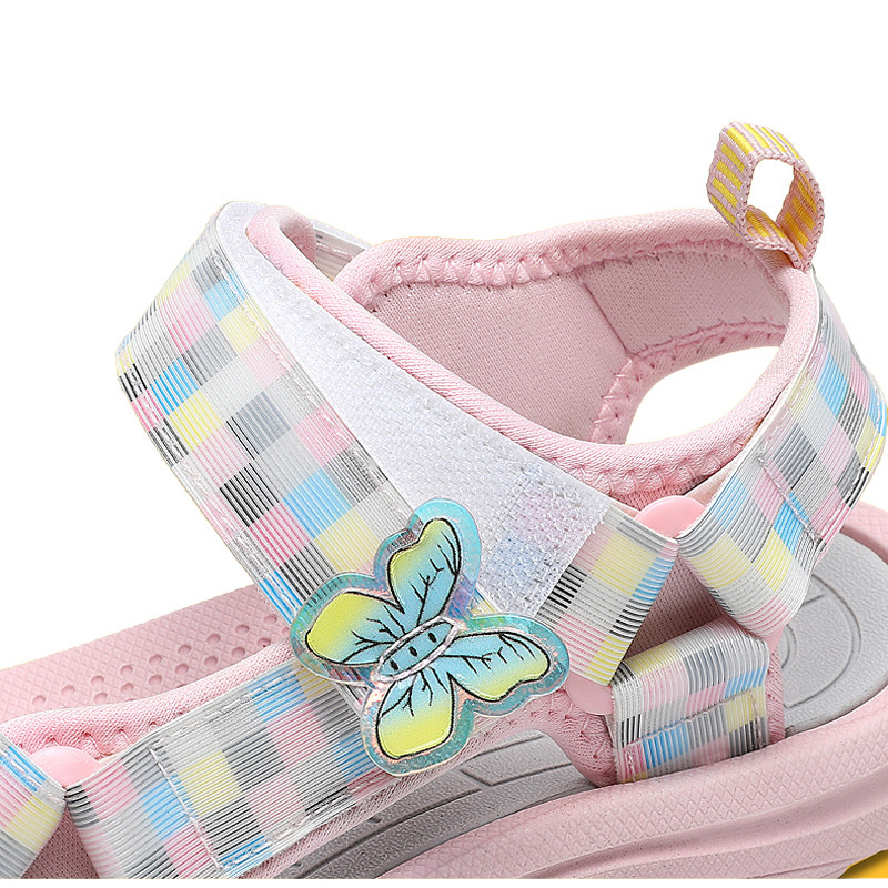 NSOH Sandale za djevojčice Modne karirane sandale za princeze za djevojčice Udobne neklizajuće dječje ravne cipele Ljetne cipele za plažu Ležerne dječje cipele