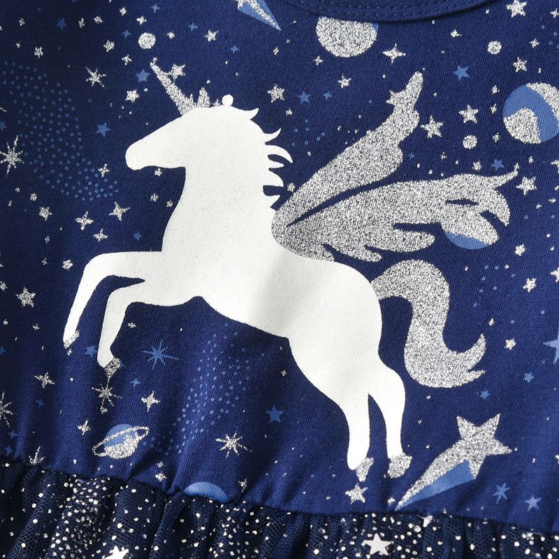 VIKITA Bērnu vienradžu kleitas meiteņu dzimšanas dienas ballītei Izlaiduma kleita Eleganta kleita Maziem princešu kleitas ar garām piedurknēm