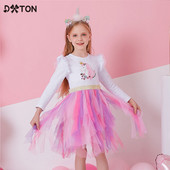 DXTON Princess Kids Kleit Südamega litritega Tüdrukute Kleit Pikkade Varrukatega Lasteriided Tutu Flare Varrukatega Laste Peokleidid
