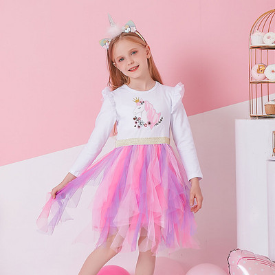 DXTON Princess Kids Kleit Südamega litritega Tüdrukute Kleit Pikkade Varrukatega Lasteriided Tutu Flare Varrukatega Laste Peokleidid