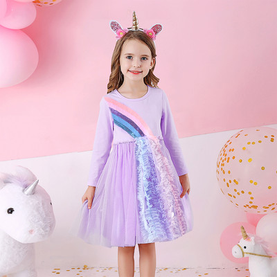 DXTON Princess Kids Kleit Südamega litritega Tüdrukute Kleit Pikkade Varrukatega Lasteriided Tutu Flare Varrukatega Laste Peokleidid