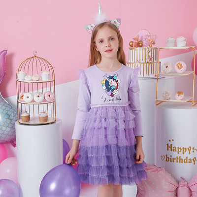 DXTON Princess Kids Kleit Südamega litritega Tüdrukute Kleit Pikkade Varrukatega Lasteriided Tutu Flare Varrukatega Laste Peokleidid