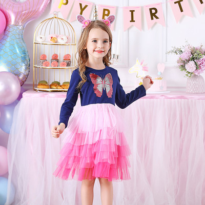 DXTON Princess Kids Kleit Südamega litritega Tüdrukute Kleit Pikkade Varrukatega Lasteriided Tutu Flare Varrukatega Laste Peokleidid