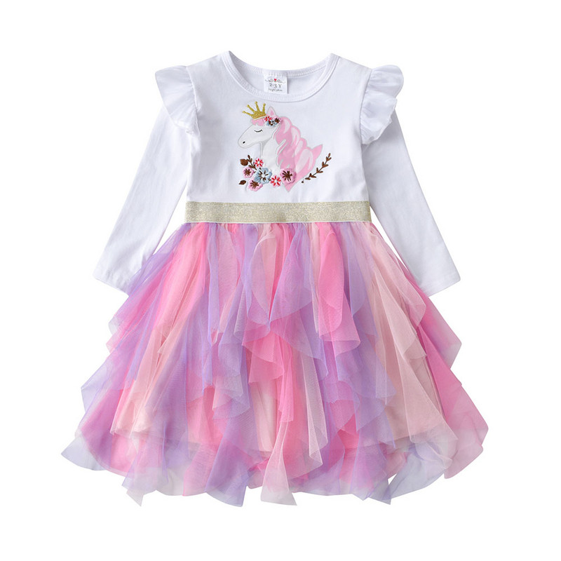 DXTON Princess Kids Kleit Südamega litritega Tüdrukute Kleit Pikkade Varrukatega Lasteriided Tutu Flare Varrukatega Laste Peokleidid