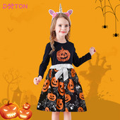 DXTON Vaikams Mergaičių Helovino Suknelės Vaikams Moliūgų Spaudos Suknelės Ilgomis Rankovėmis Suknelės Vaikų Festivalis Vakarėlis Cosplay Kostiumai Vaikiški Drabužiai