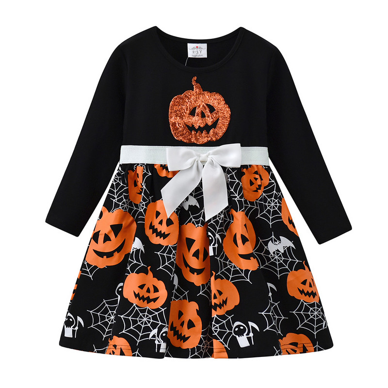 DXTON Vaikams Mergaičių Helovino Suknelės Vaikams Moliūgų Spaudos Suknelės Ilgomis Rankovėmis Suknelės Vaikų Festivalis Vakarėlis Cosplay Kostiumai Vaikiški Drabužiai