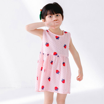 2022 Νέο μωρό, παιδικό, καλοκαιρινό φόρεμα για κορίτσια, αμάνικο φόρεμα πριγκίπισσας Βαμβακερά εμπριμέ παιδικά ρούχα Casual μαλακό φόρεμα για κορίτσια