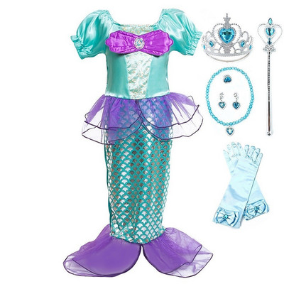 Tüdruku printsessi kleit Väike merineitsi kostüüm Beebitüdruk Arieli kleit suvine lastele Halloweeni sünnipäevapeo riided 3-10 aastat