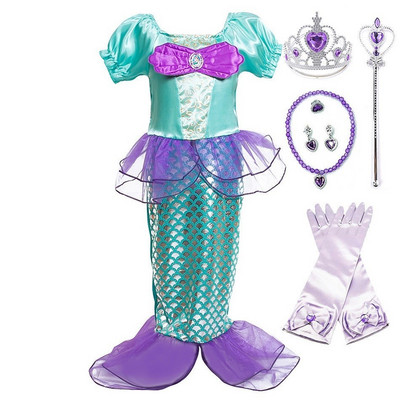 Tüdruku printsessi kleit Väike merineitsi kostüüm Beebitüdruk Arieli kleit suvine lastele Halloweeni sünnipäevapeo riided 3-10 aastat