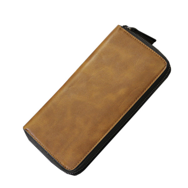 Rudos spalvos vyriška odinė piniginė su užtrauktuku