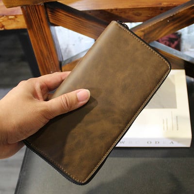 Elegantiška vyriška piniginė iš eko odos su užtrauktuku