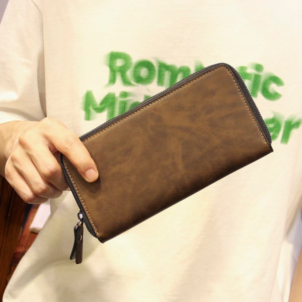 Elegantiška vyriška piniginė iš eko odos su užtrauktuku