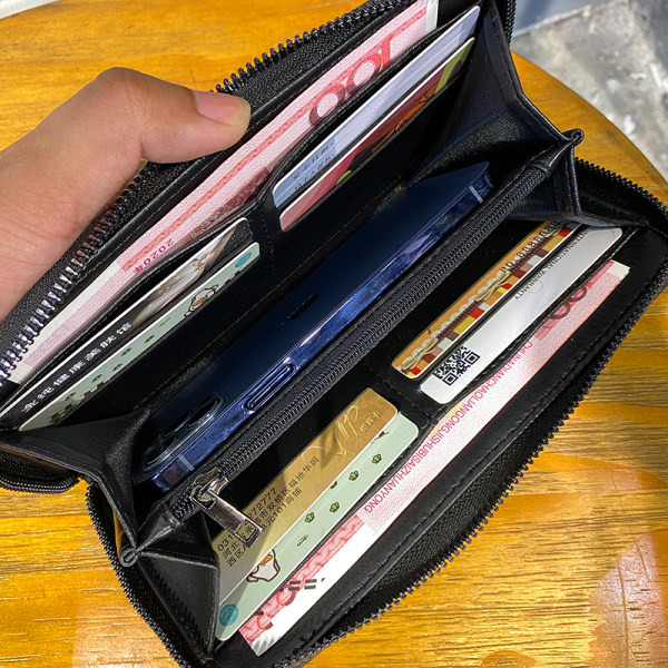 Elegantiška vyriška piniginė iš eko odos su užtrauktuku