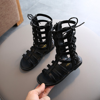 2021 Летни обувки Момичета Гладиаторски сандали Ботуши с кръстосани връзки за бебета Деца Ежедневни обувки Рома Високи сандали с връзки botas