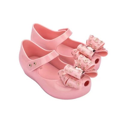 Laste suvekingad Mini Melissa Sparkle Bowknot moesandaalid Kids Girls Kaunitar ja koletis roos tarretises kingad MN067