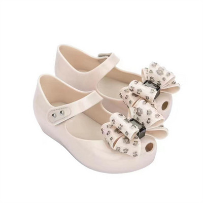 Laste suvekingad Mini Melissa Sparkle Bowknot moesandaalid Kids Girls Kaunitar ja koletis roos tarretises kingad MN067