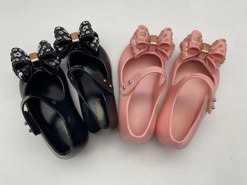 Laste suvekingad Mini Melissa Sparkle Bowknot moesandaalid Kids Girls Kaunitar ja koletis roos tarretises kingad MN067