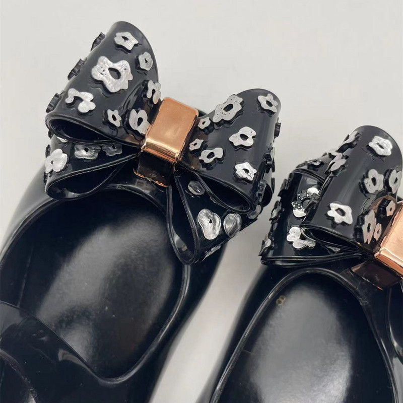 Laste suvekingad Mini Melissa Sparkle Bowknot moesandaalid Kids Girls Kaunitar ja koletis roos tarretises kingad MN067