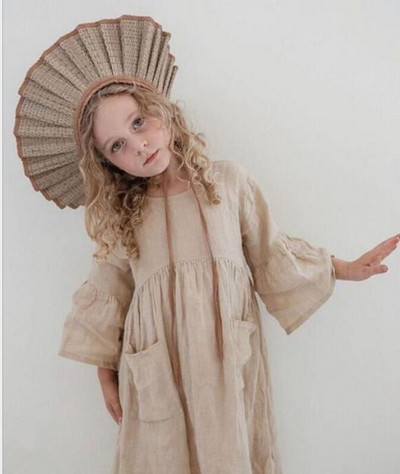 Drabužiai mergaitėms, 2021 m. vasara, solidi mergaičių suknelė mažyliams, laisvalaikio mergaitėms, medvilninė lininė suknelė be rankovių