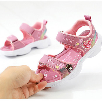 Детски сандали за момичета Меки сандали на принцеса Леки блестящи бебешки обувки с принт Удобни летни детски сандали