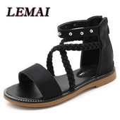 Vaikiški batai Plokšti vasariniai mergaičių sandalai dideli vaikiški mažos mergaitės princesės batai vaikams paplūdimio basutės 3 4 5 6 7 8 9 10 11 12 metų