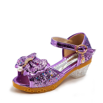 Παιδικά παπούτσια LZH 2020 Νέα φθινοπωρινά, casual glitter παπιγιόν Παιδικά ψηλοτάκουνα παπούτσια για κορίτσια Μόδα Princess Dance Party σανδάλια