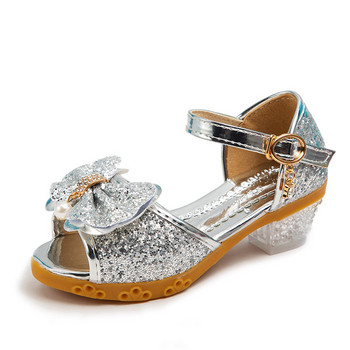 Παιδικά παπούτσια LZH 2020 Νέα φθινοπωρινά, casual glitter παπιγιόν Παιδικά ψηλοτάκουνα παπούτσια για κορίτσια Μόδα Princess Dance Party σανδάλια